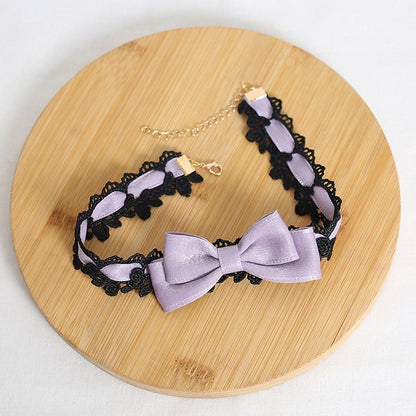 Choker Cute Colors Bowknot Lolita Lace Black 6