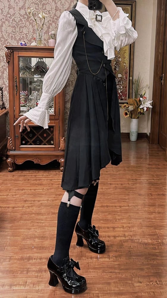 Black Ouji Fashion Lolita Tailed Waistcoat