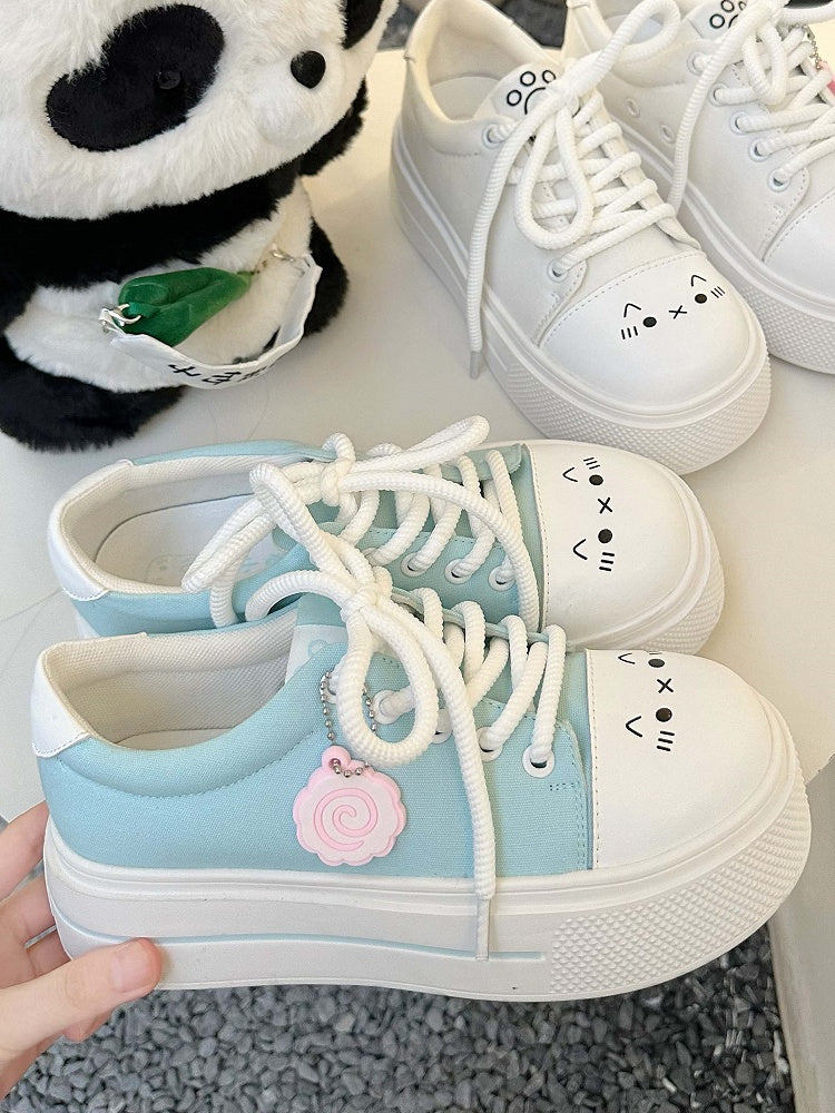 Sneakers-Removable Narutomaki ChainEmoticon Blue Lolita Sweet Platform Pattern