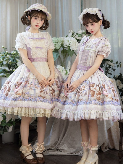 Ivory Blouse with Voluminous Sleeves, Frilly Edging & Ribbon Tie - Stars Fall on the Foggy Island