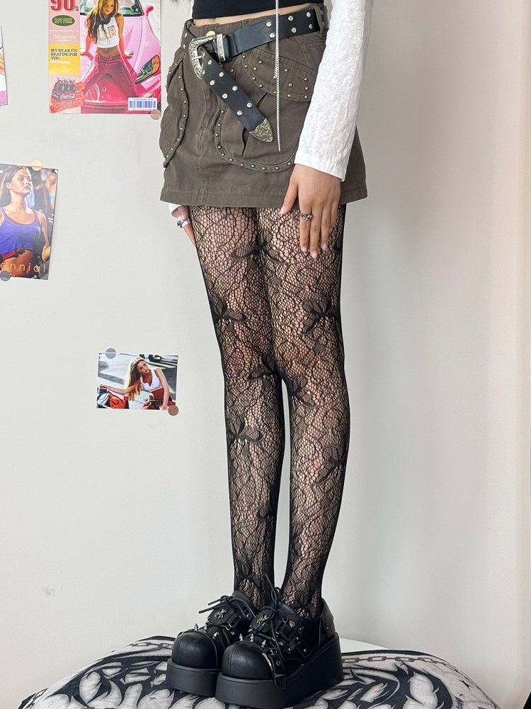 Y2K Options Tights Design Color Butterfly 7 Hollow-out