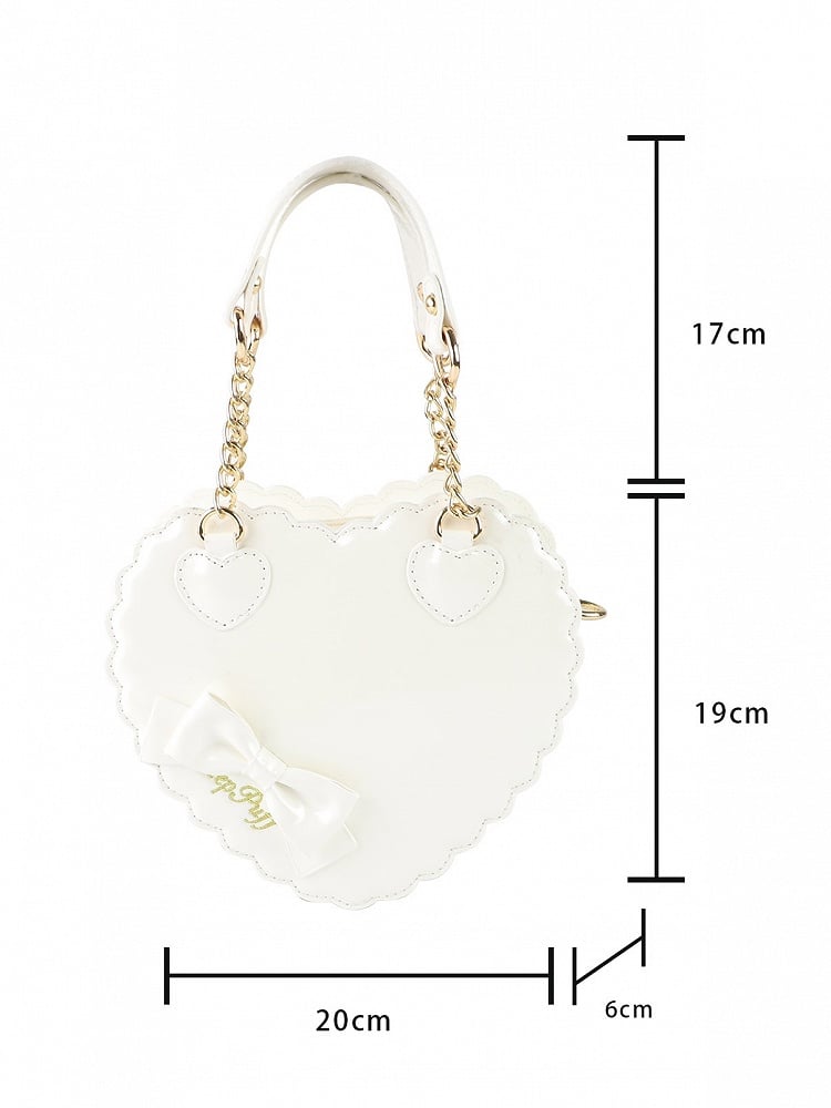 White Decor Fashion S/L - Style Lolita Heart Size Sweet Bow for with Bag