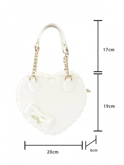 White Decor Fashion S/L - Style Lolita Heart Size Sweet Bow for with Bag