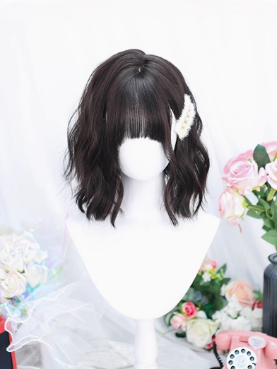 Wavy Air Length Bangs With Black Shoulder Wig