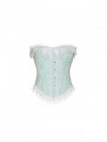 Fishbone Bodice Mint Blue Lace Trim Corset - San Sheng Du