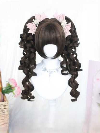 Short Double Cut Ponytails With Brown/Blonde Curly Wig Bob