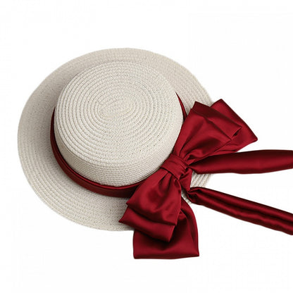 Detachable Lolita Sweet Bowknot Options Double-Layer Straw Color Hat 9 With