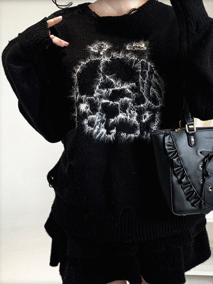 Cartoon Colors Kei Sweater 3 Distressed Jirai Print Oversized