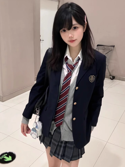 Skirt Uniform JK Black Plaid 42CM Pattern Pleated