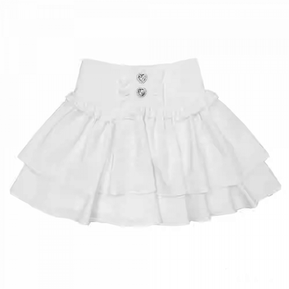 Strassverzierter Jirai Kei Schwarz/Weiß/Schwarz-Weiß Herz-Stufenrock