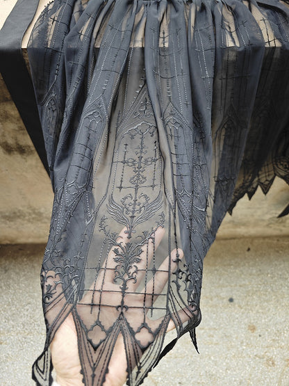 White / Black Embroidery Details Maid Lolita Apron