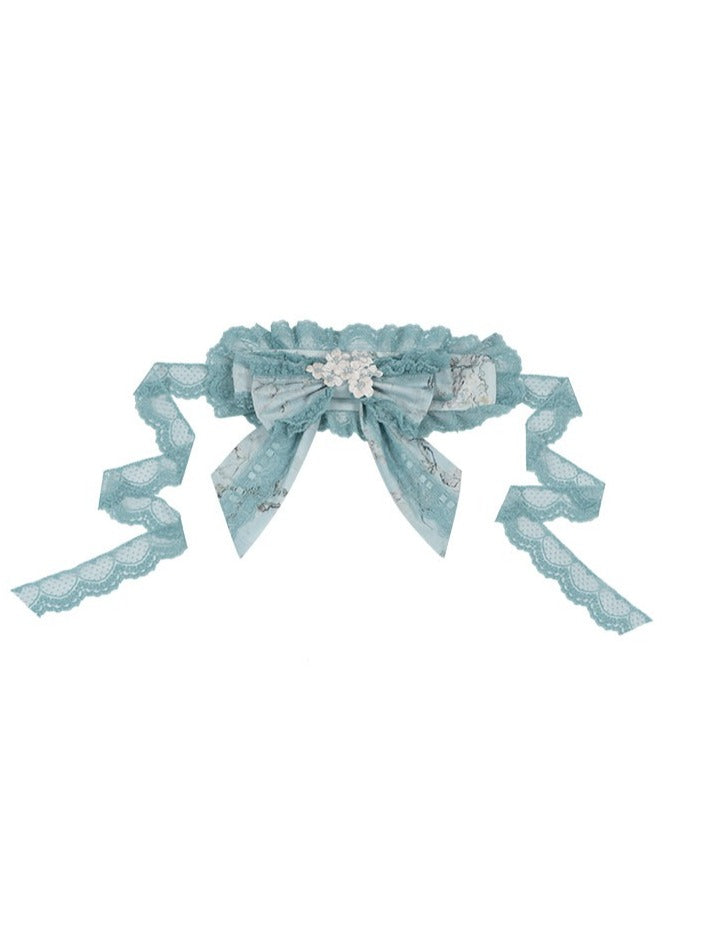 4-Color Bow Lace Hairband with Floral Embroidery - Yimu Walnut