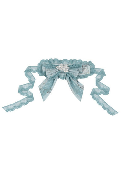 4-Color Bow Lace Hairband with Floral Embroidery - Yimu Walnut