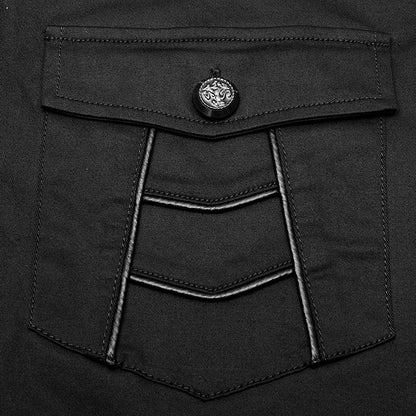 Shirt Punk Metal Black Men's Button