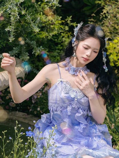 Ruffle Layered Sweet Purple Summer Dress - Zao Jing Ji