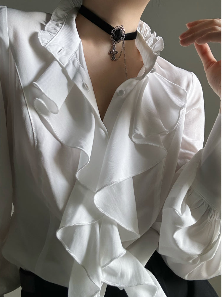 Necklace Lolita with Ornate Vintage Ouji Elegant Charm Obsidian Cross Choker Metalwork