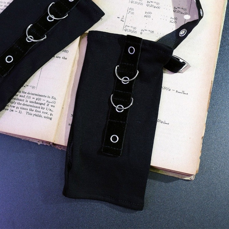 Black Details Cyberpunk Gloves Buckle