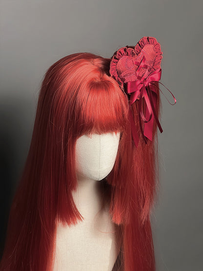 Red Heart-Shaped Hairclip - Twin Bear Original Design