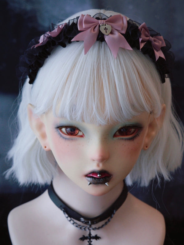 KC With Bowknots Pink And Heart Black Details Ruffle Trim