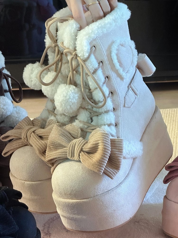 Apricot Sweet - Platform Lolita for Sole 6cm/8.5cm Winter Boots