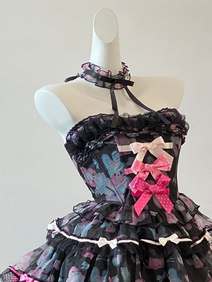 Schwarz / Choker Pink Blau