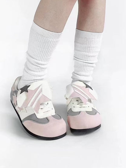 Lacing in Sweet Details Sneakers Lolita Pink with Height Sole 4.5cm Star