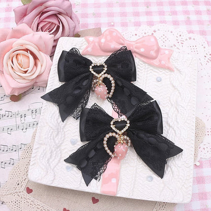 Strawberry Charm Hairclip Options Heart Bowknot Kei Color 5 Jirai