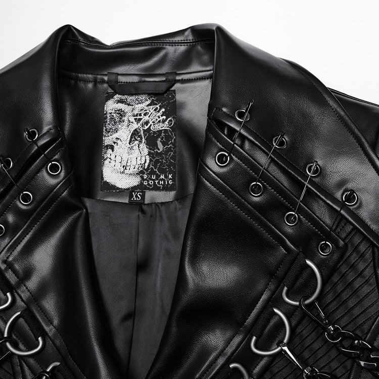Black Punk Visual Heavy-Processed Leather Jacket