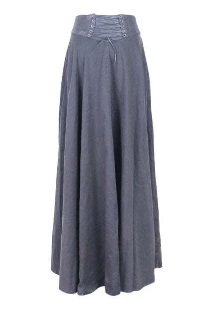 Black Torn Multi-Wear Leather Waistband Punk Rock Flowing Long Half Skirt