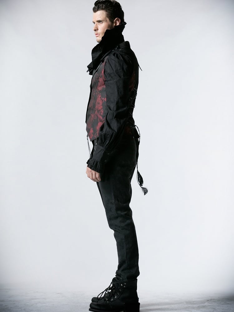 Asymmetrical Gothic Design Black Vest Men's