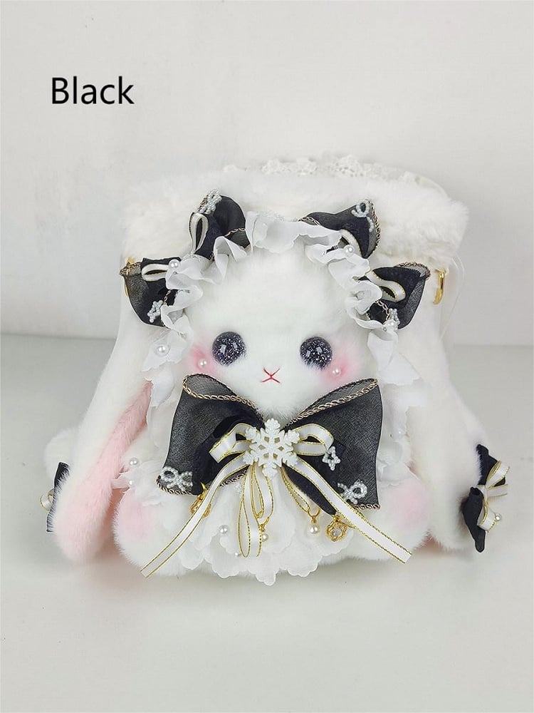 Bunny Accents with Bag Bucket Plush Bowknot White Size 9 Colors Flower Convertible - Large Strap
