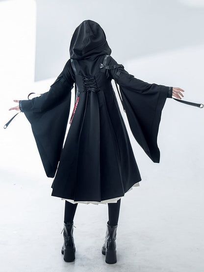 未来的なドレスバックルディテールのホワイトブラックテックウェアJSKプリーツ