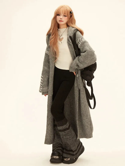 62CM Clearance-Size Knit Pants Black Colorblock and for Flared Gray S Waist