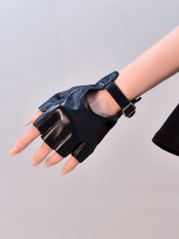 Cyberpunk Buckle Schwarz/Weiß/SchwarzWeiß Fingerhandschuhe