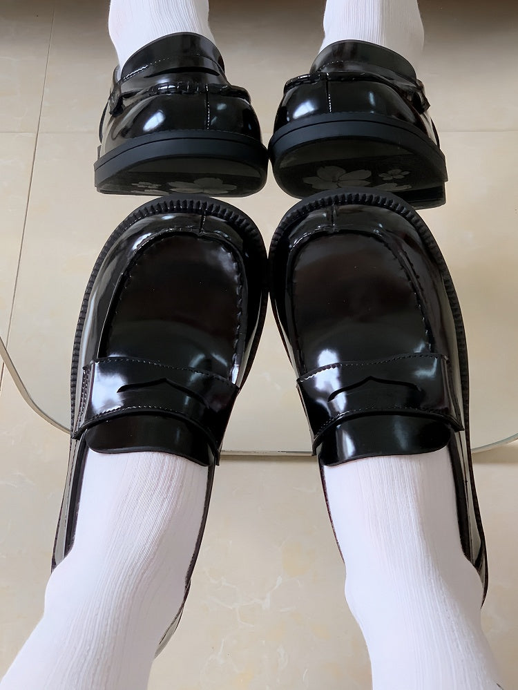 Preppy JK with Square Slip-in Design Toe Heels Low Style Black Fit