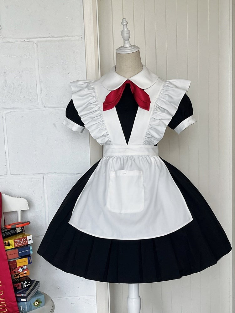 Maid White Lolita Apron Ruffled with Trim