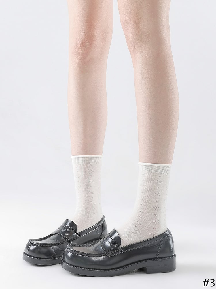 Socks Heart/Bow Options White Patterns 3 with