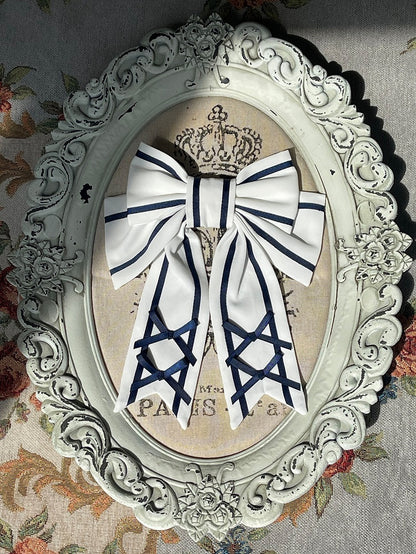 Big / Hairclip White Bowknot Dark Blue