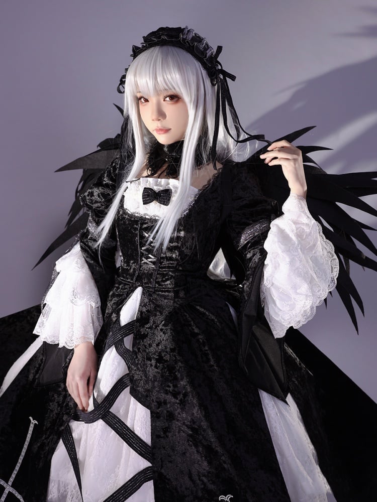 Rozen Maiden Mercury Lamp Schwarz-Weißes Kleid Lolita-Stil Cosplay Kostüm