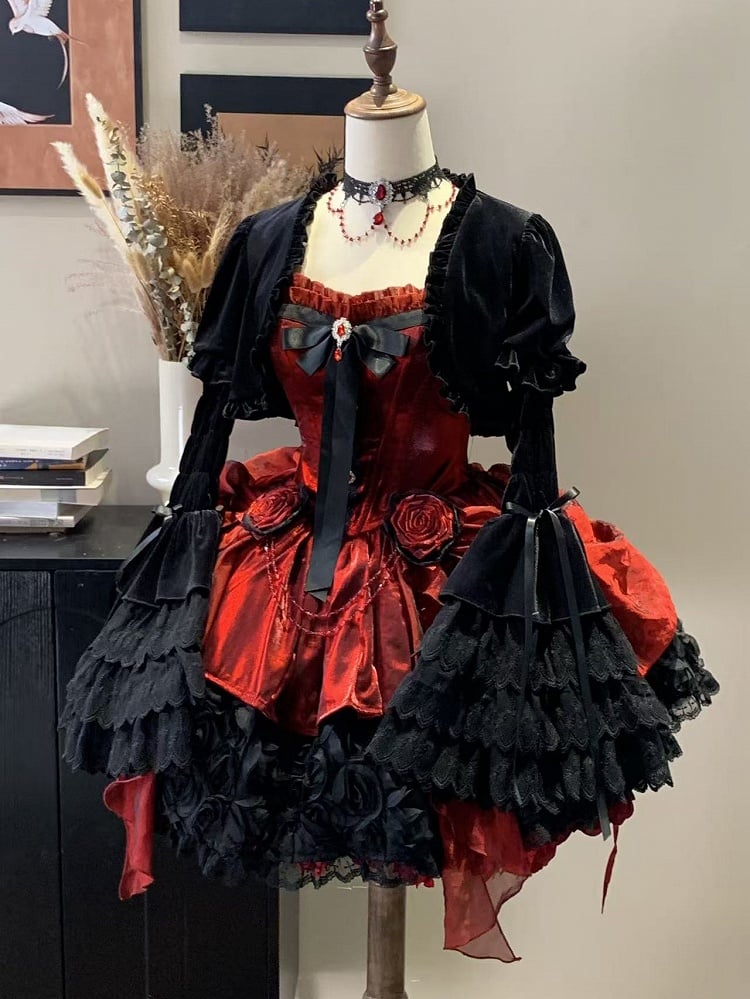 Detachable with Bolero Velvet Sleeves Black Bell