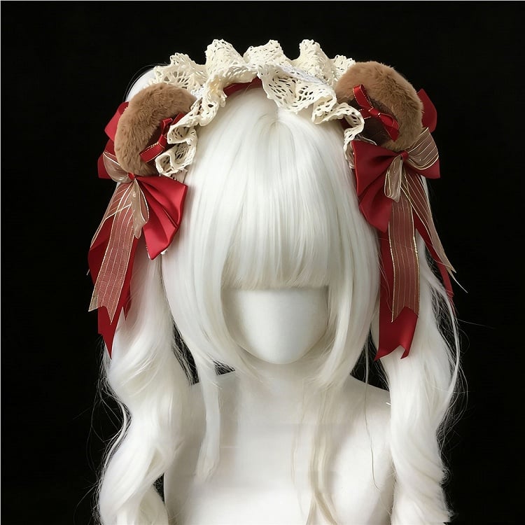 Lace Ear Colors KC with 3 Accent Bow Trim Bear