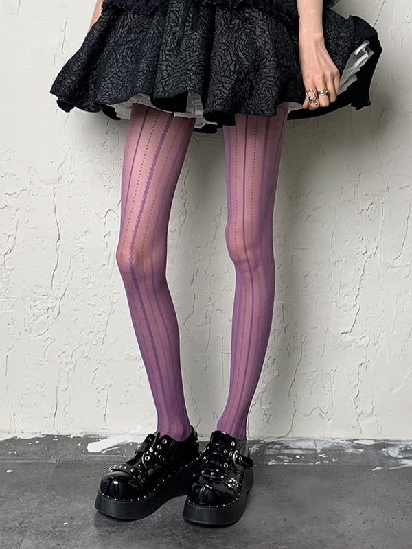 Tights Striped Pattern 6 Options Y2K Color