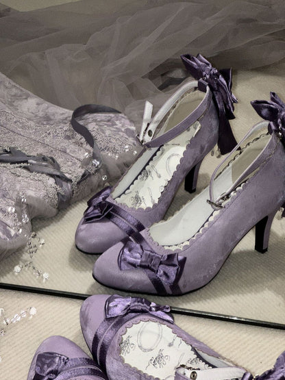 Lolita Satin Stiletto Heels with Bow – Princess Birthday Party Pumps