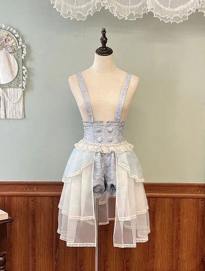 Straps Shoulder Waist with Lolita Bloomer Shorts Detachable Ouji Blue High