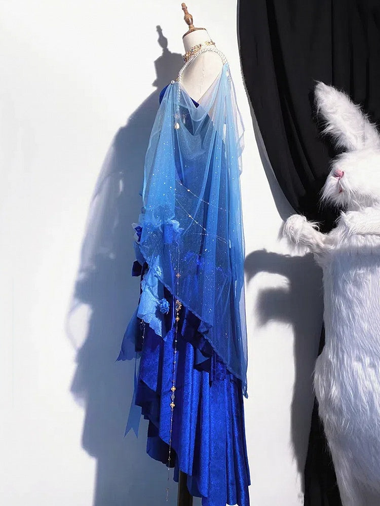 Blue / Red / Black Shimmering Dress Shawl