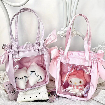 Satin Lace Daily Bag Pink Bow Ita
