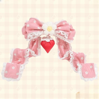 with Charm Lolita Bow Strawberry Hairclip White/Pink/Red/Black