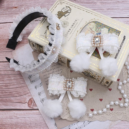 Tweed Bowknot Hairclip Set Options Jirai Color Kei KC 5