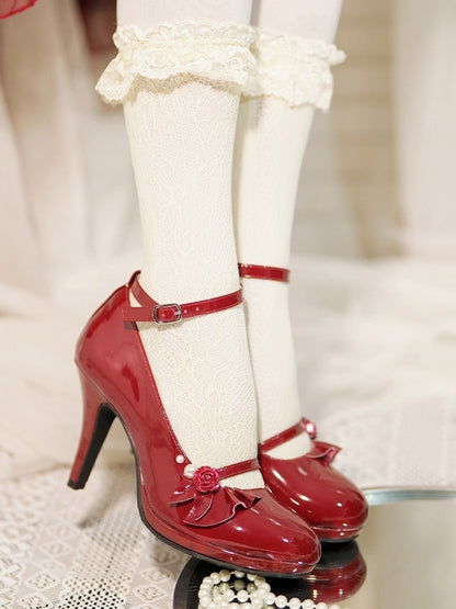 Snap Wine 9cm with Strap Lolita Elegant Shoes Rec High-heel Ankle Heeled