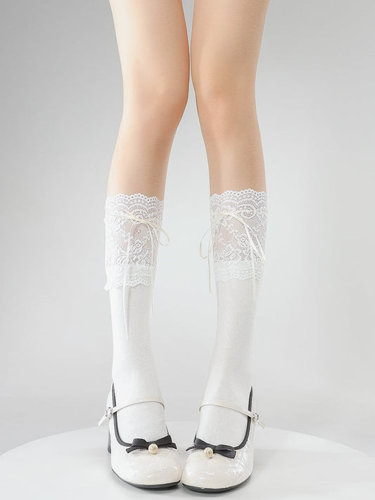 3 with Calf Bow White Socks Straps Colors Cuff Lace